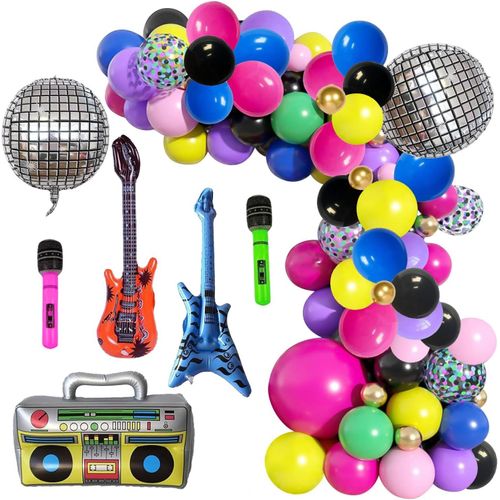 CMJAAGUR-Ballons De Décoration De Fête Des Années 90 Et 80, 80 Pièces Disco Anniversaire Décoration Ballons, Disco Ballons En Aluminium, Hip Hop Thème Ballons, Rock Disco Thème Ballons, Pour[M2624]