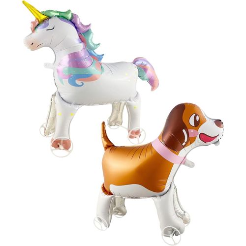CMJAAGUR-2 Morceaux De Ballons D'Animaux, Ballons De Cheval Arc-En-Ciel Pour Chiens, Ballons Debout Avec Roues, Jouets Pour Enfants, Ballons De Film En Aluminium Créatif, Décoration De Fête.[M1780]