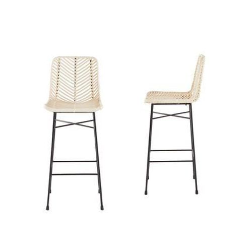 Bois Dessus Bois Dessous - Tabouret De Bar En Rotin Et Mã©Tal (Lot De 2)Bohema  - Naturel