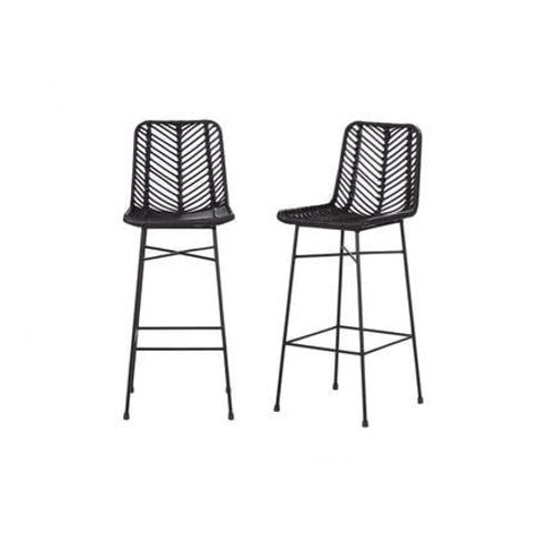 Bois Dessus Bois Dessous - Tabouret De Bar En Rotin Et Mã©Tal (Lot De 2)Bohema  - Noir