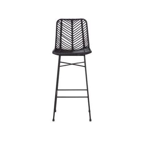 Bois Dessus Bois Dessous - Tabouret De Bar En Rotin Et Mã©Tal Noirbohema  - Noir