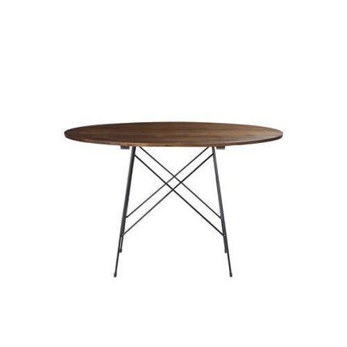 Bois Dessus Bois Dessous - Table Ronde En Mindy Massif Finition Noyer 4 Pers.Milo  - Marron