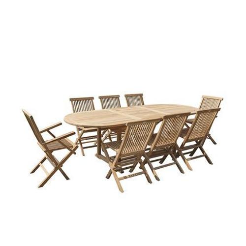 Bois Dessus Bois Dessous - Midland Salon De Jardin Extensible En Teck 8 Ã  10 Places  - Marron