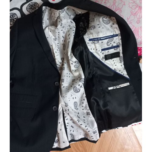 Costume Homme Izac Très Bon État, Bleu Marine Fines Rayures Grises