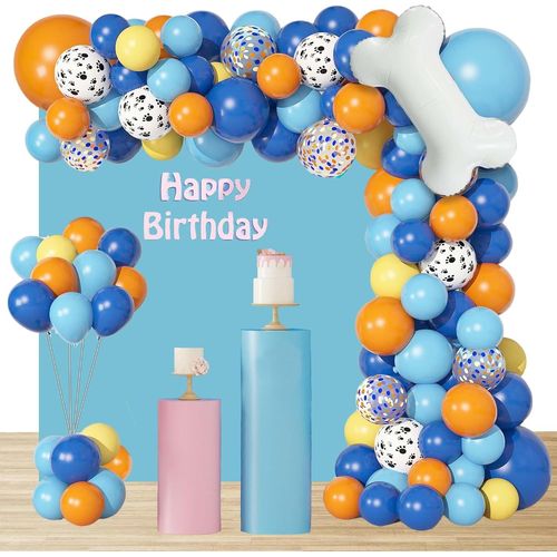 CMJAAGUR-Blue Dog Guirlandes En Arc De Ballons En Forme De Chien Bleu 138 Pièces Ballons En Latex En Aluminium Décorations De Fête Accessoires De Fête Sur Le Thème[M1209]