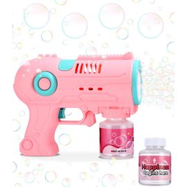 Automatic Bubble Gun,Bubble Machine For Children,10000+Bubbles/Min With 180 Ml Bubble Solution,Bubble Gun For Children,Birthday,Party,Wedding,Easter (Pink)