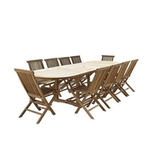 Bois Dessus Bois Dessous - Salon De Jardin En Teck Massif Extensible 8/10 Pers.Midland  - Marron