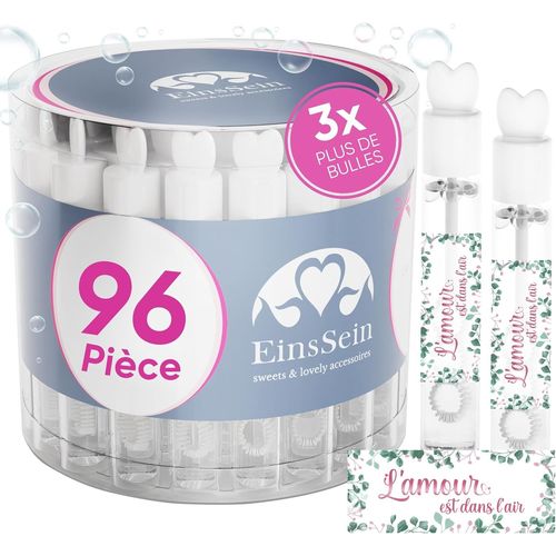 96 x Wedding Soap Bubbles with Stickers Jars of Love Box Pink-Green|Bubbles for Bottle Deco Heart Country Child Birthday Gift Invites Confirmation|Transparent Plastic