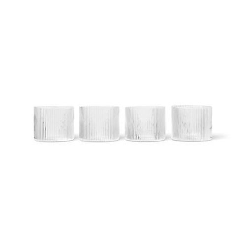 Ferm Living - Verres Ripple Low Set De 4 - Clear  - Transparent