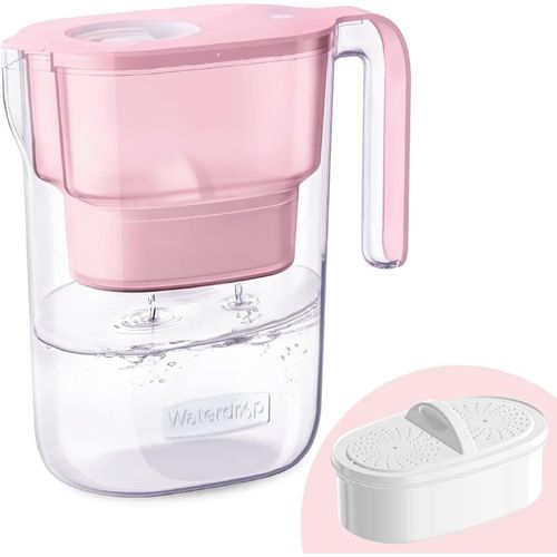 Elfin Water Filter Jug with 1×90 Days Filter,2.5L,Reduces Fluoride,Chlorine and More,NSF Certified,BPA-Free,Pink (Replaceable Filter: WD-PF-01A Plus)
