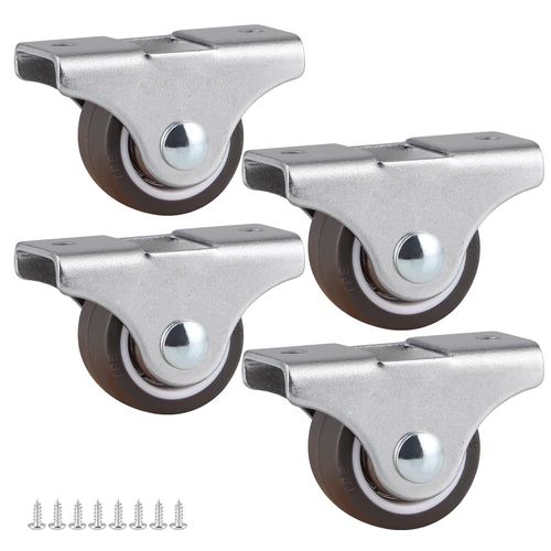 Lot de 4 roulettes fixes en TPE silencieuses pour tiroir de lit,armoire,établi,capacité totale 45 kg