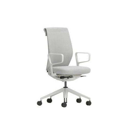 Vitra - Siège De Bureau Id Cloud - Gris Clair/Gris Sierra - Blanc Crème/Gris Sierra - Accoudoirs En Anneau - Roulettes Pour Sol Dur - Beige