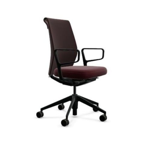 Vitra - Siège De Bureau Id Cloud - Rouge Foncé/Nero - Rouge Foncé/Nero - Accoudoirs 2d - Roulettes Pour Sol Dur - Rouge