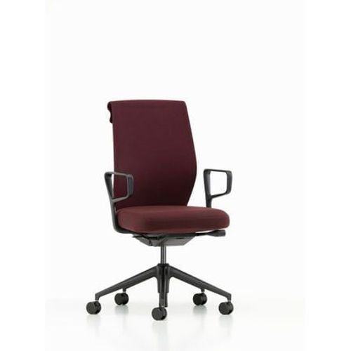 Vitra - Siège De Bureau Id Cloud - Rouge Foncé/Nero - Rouge Foncé/Nero - Accoudoirs En Anneau - Roulettes Pour Sol Dur - Rouge