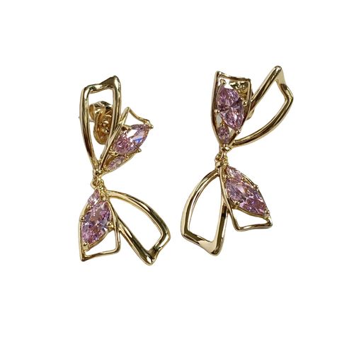 Etoilier Boucles D'oreilles Femme En Alliage Avec Zircon Cubique, Piercing Stud Oreille Papillon Rose Et Transparent, Bijoux Pour Quotidien, Fête Et Vacances