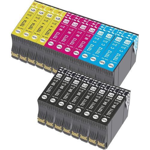 T0715 Cartouche d'encre Compatible pour Epson T0711 T0712 T0713 T0714 avec Epson Stylus SX218 SX200 SX415 SX400 SX215 BX300F BX310FN SX210 SX215 SX218 DX4050 DX4400 SX100 SX105 SX110 SX115(20.[Y1086]