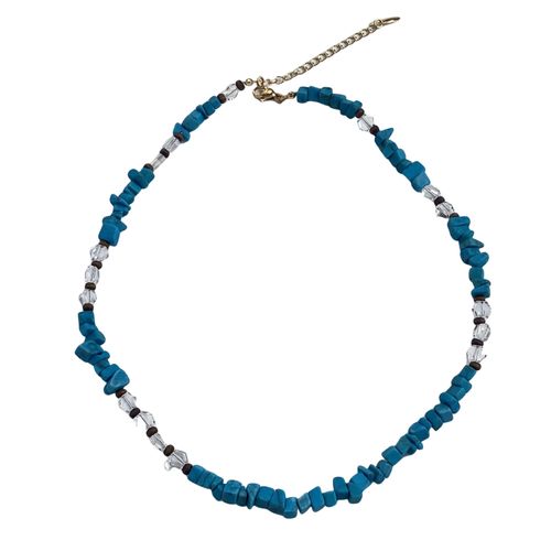 Etoilier Collier Perle Pierre En Alliage Et Résine, Collier Unisexe Bleu Et Transparent Pour Homme Et Femme, Accessoire De Mode Pour Quotidien, Fête Et Vacances