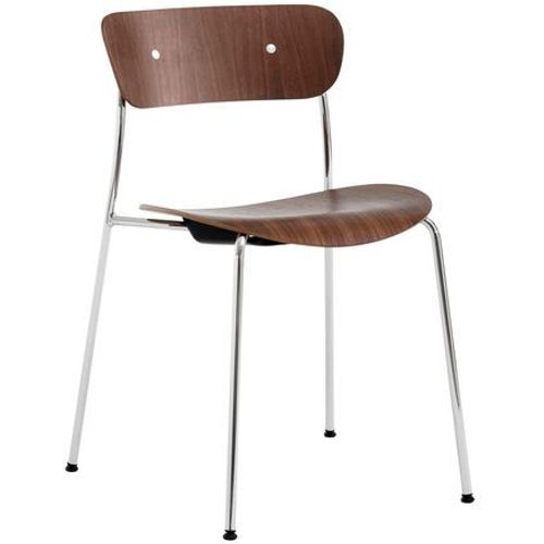 Andtradition - Chaise Pavillon Av1 - Noyer Laqué - Chrome - Marron
