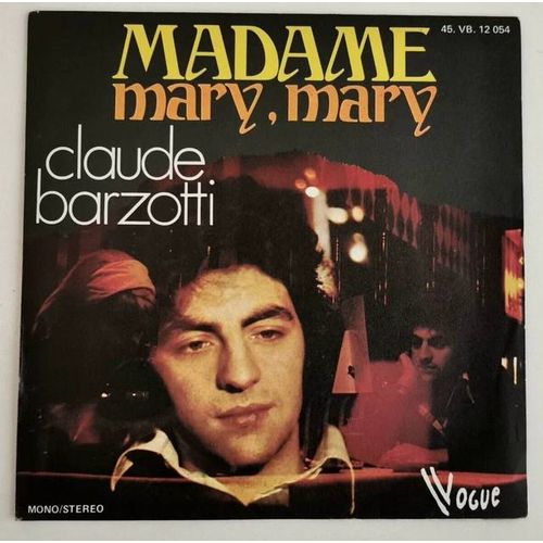 45 Tours Vinyl 45 Rpm 7''Vinyl Claude Barzotti Madame