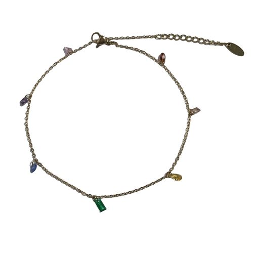 Etoilier Bracelet Cheville Femme En Alliage, Chaine De Cheville Dorée Avec Zircon Cubique Coloré, Bijoux Pour Plage, Fête Et Usage Quotidien