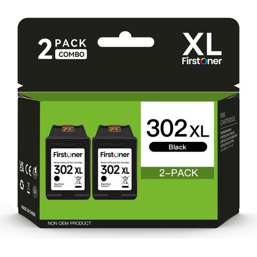 302XL Cartouche Noir,302XL Compatible avec HP 302 Cartouches d'impression pour Envy 4510 4512 4520 4524 4527 4523 OfficeJet 3830 3831 3835 4650 5230 DeskJet 3630 1110 2130 2132 (2 Noir).[Y413]
