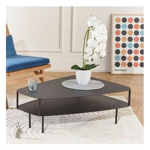 Robin Des Bois - West Side - Table Basse Style Industriel En M?tal Noir, Double Plateau - Noir