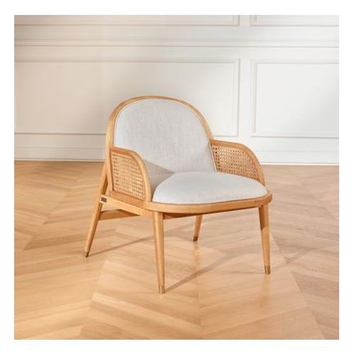 Robin Des Bois - Marcel - Fauteuil Contemporain, Cannage, Chêne Et Lin - Beige