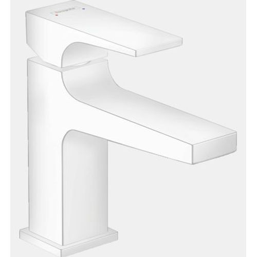 Hansgrohe - Mitigeur de lavabo 100 poignÃ©e manette bec court, bonde Push-Open blanc mat Hansgrohe  - Rouge
