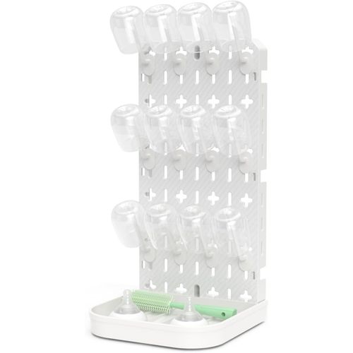 Anwxai-Séchoir À Biberons Amovible Avec 12 Crochets Et Plateau,Rangement Vertical Pour Biberons,Tétines,Tasses,Pièces De Pompe Et Accessoires Pour Nouveau-Né,Blanc