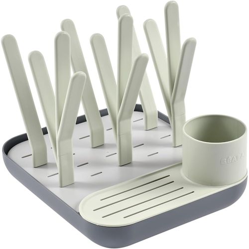 Anwxai-,Egoutte-Biberons Et Séchoir,Grande Capacité,Modulable,Jusqu'à 6 Biberons Et Vaisselle Enfant,Pot À Accessoires,Ecoulement Optimisé,Facile À Ranger,Compact,Pratique,Sauge/Minéral