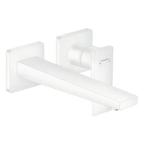 Hansgrohe - Mitigeur de lavabo encastrÃ© mural, bec 225mm, poignÃ©e manette, bonde Ã  Ã©coulement libre blanc mat Hansgrohe Metropol  - Rouge