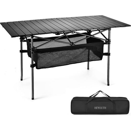 Anwxai-Table De Camping Pliable En Aluminium 118x55x68cm-Table Extérieur Léger Avec Plateau Roulant Pour Jardin,Plage & Barbecue,Sac De Transport Inclus(Intérieur/Extérieur)