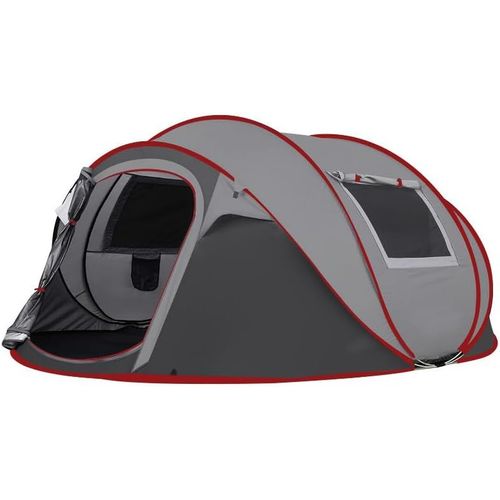 Anwxai-Tente De Camping Pop-Up Pour 4 À 5 Personnes,Tente Automatique En 3 Secondes,Protection Solaire Étanche,Tente Familiale,Tente Dôme Portable Légère Pour Extérieur,Camping,Randonnée,Rouge Foncé