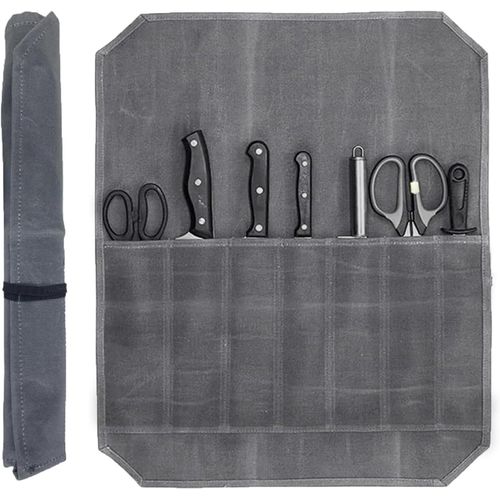 anwxai-Sac A Couteaux Avec 7 Compartiments,Trousse À Couteaux,Malette Couteaux,Malette Couteaux Professionnel Vide,Malette A Couteau,Pochette Couteaux,Etui Couteau,Pour Le Camping,La Randonnée