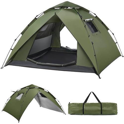 Anwxai-Tente De Camping Automatique 4 Personnes Pop Up Famille Tente 230 * 230 * 150cm,Protection Uv,4 Saisons 2 En 1 Double Couches Étanche Pour Le Camping Randonnée