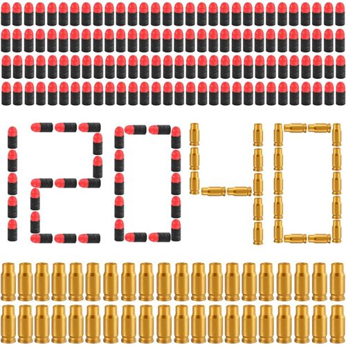 anwxai-120 Pcs Balles En Mousse Molle,Pistolet Jouet Munitions En Mousse,Avec 40 Pcs Coque De Balle,Pistolet Jouet Enfant Accessoires,Pour Garçons Filles Cadeau Anniversaire(Balle Molle+Coque De Balle)