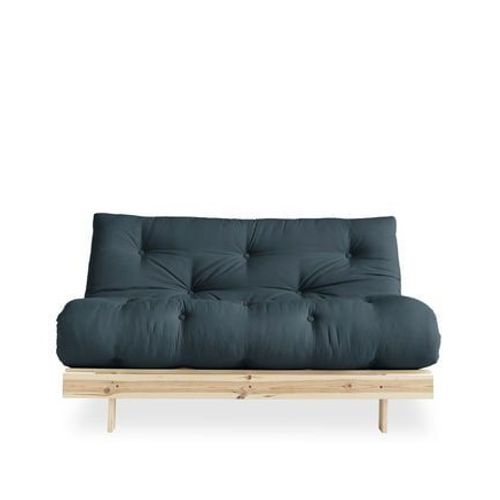 Karup Design - Roots - Canapã© Convertible 140x200cm En Bois Naturel Et Tissu  - Bleu