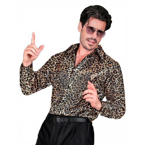 Chemise À Sequins Léopard Homme - Taille: L / Xl