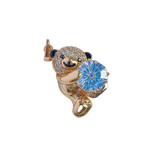 Etoilier Pendentif Ourson En Alliage Avec Zircon Cubique, Collier Hip Hop Unisexe Pour Femme Et Homme, Ours Étincelant Avec Pierre Bleue, Parfait Pour Quotidien, Fête Et Vacances