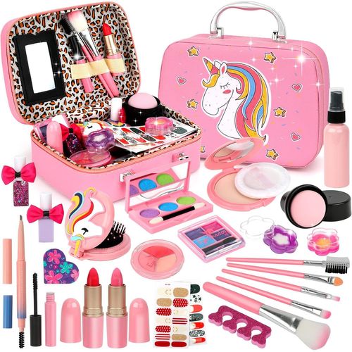 Maquillage Enfant Jouet Fille,Malette Maquillage Enfant Fille Jouet,Lavable Et Non Toxique,Coffret Maquillage Enfant Fille,Cadeau De Noël Anniversaire Halloween Pour Fille 3 4 5 6 7 8+ Ans