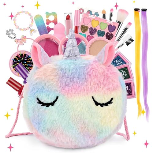 Maquillage Enfant Jouet Filles,Lavable Coffret Maquillage Enfant,Malette Maquillage Enfant Non Toxique,Cadeau de Noël Anniversaire pour Fille 3 Ans et Plus