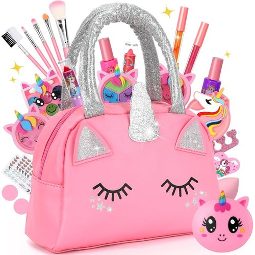 Maquillage Enfant Fille,Lavable Coffret Maquillage Enfant,Palette Malette Maquillage Enfant,Jouet Enfant 3 4 5 6 7 8 9 10 Ans Fille Jeu Fille,Cadeau Noël Anniversaire Fille 3 4 5 6 7 8 9 10 Ans