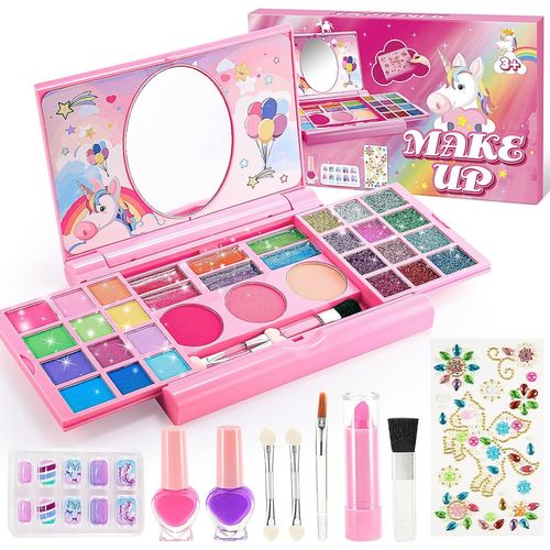 Maquillage Enfant Jouet Filles,Non Toxique Kit de Maquillage Enfant Fille,Lavable Malette Maquillage Jouet,Cadeau Fille 3 4 5 6 7 8 9 10 Ans,Cadeau Anniversaire Fille 3-12 Ans Jouet Fille