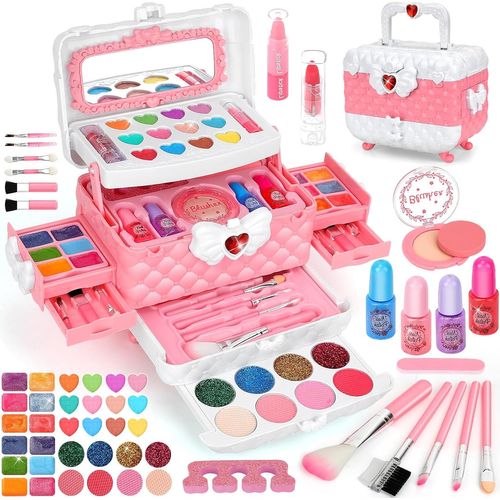 Maquillage Enfant Fille,Lavable Malette Maquillage Enfant,Maquillage Fille,Jouet Fille 3 4 5 6 7 8 9 10 Ans Jeux Fille,Idée Cadeau Fille 3-12 Ans
