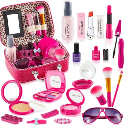 Faux Maquillage Enfant Jouet,Malette Maquillage Fille Trousse Maquillage Enfant,Jeux D'imitation Anniversaire Cadeau pour Princesse Filles 3 4 5 6 Ans