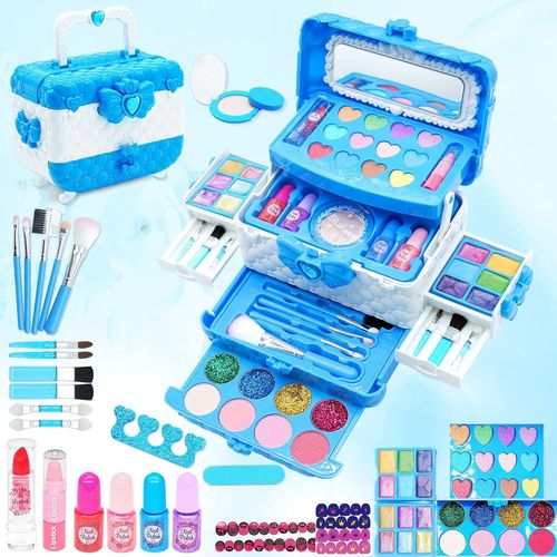 Maquillage Enfant Jouet Filles-57PCS Frozen Coffret Maquillage Enfant,Non Toxique Malette Kit de Maquillage Enfant Fille,Maquillage Enfant Cadeau de Noël Anniversaire Jouet pour Fille 3+ Ans