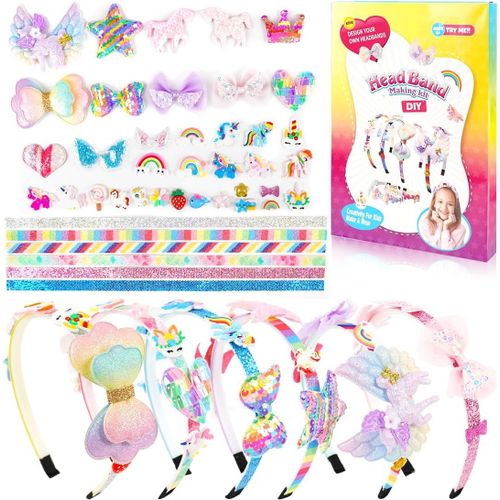 Kit de Fabrication de Bandeaux pour Filles,Bandeau Cheveux Fille Licorne,DIY Accessoire pour Cheveux Fille,Serre-tête Bricolag,Activite Manuelle Fille,Cadeaux Fille Kit Coiffure Enfant