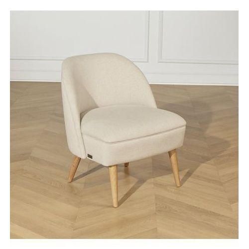 Robin Des Bois - Mia - Fauteuil Crapaud Style Scandinave En Lin, 1 Place - Beige