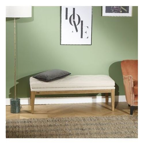 Robin Des Bois - Irvine - Banc D'entrée Style Contemporain En Acacia Et Lin, 130 Cm - Beige