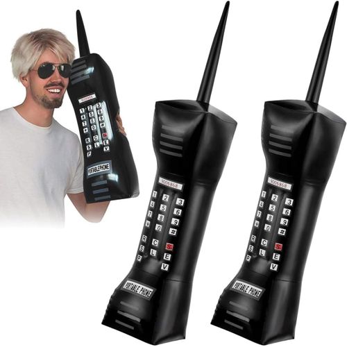 2 Pièces Téléphone Portable Gonflable,Téléphone Gonflable,Décoration de Fête des Années 80 Et 90,pour Thème Rétro Hip Hop Disco Fête Carnaval (2 x Téléphone Portable Gonflable)